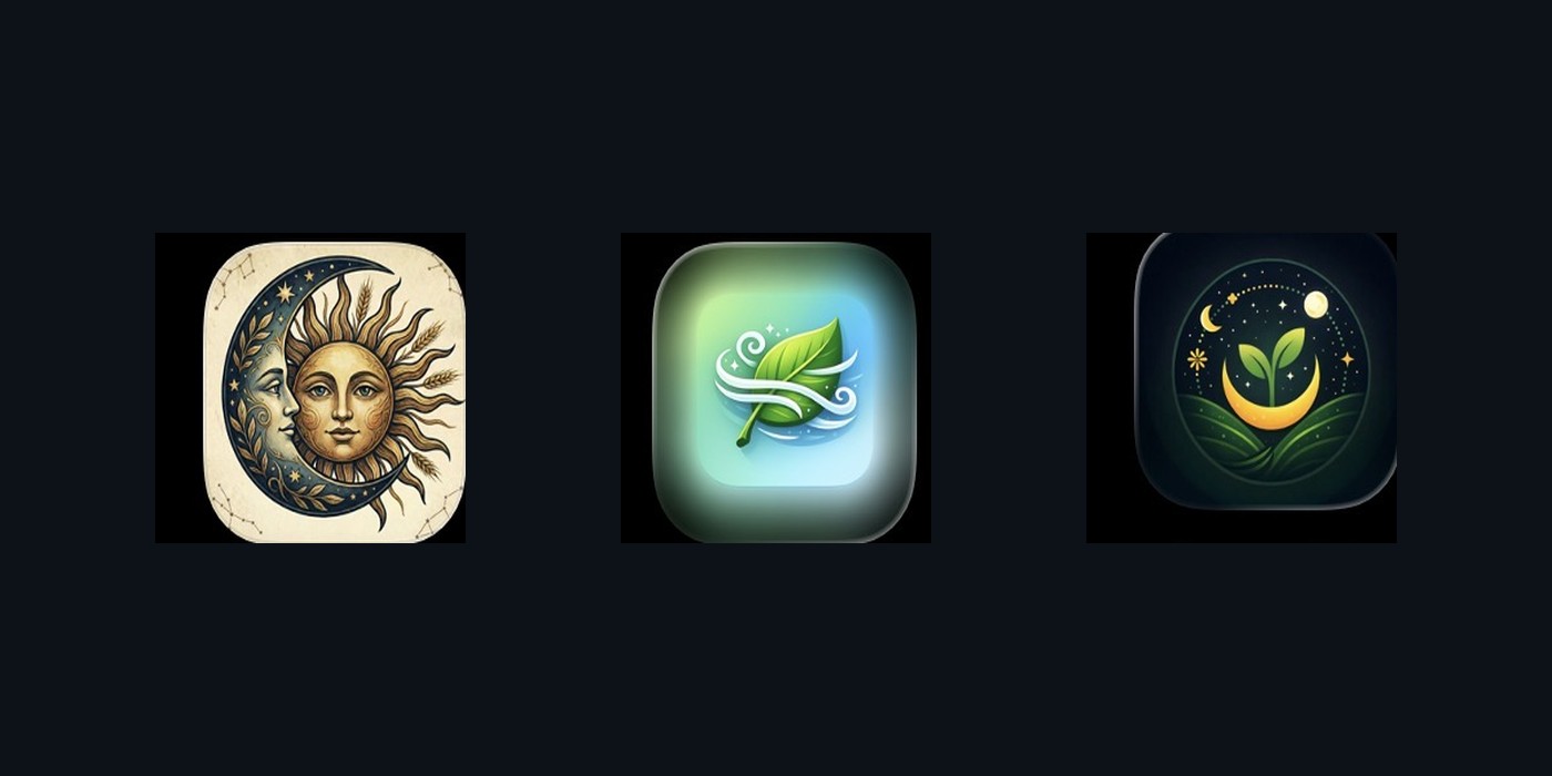 New Farmer's Almanac, PlantAirIQ, and GrowOS app icons